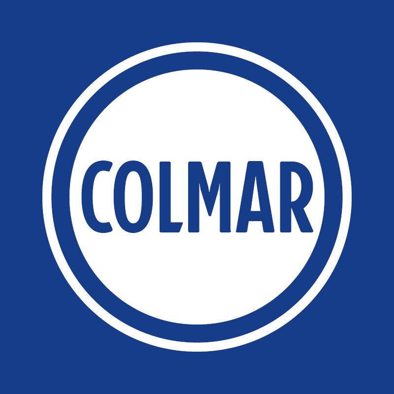 Colmar logo — blue circular badge with white centre and bold blue text reading "COLMAR"