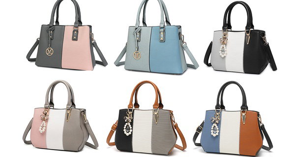 Sac à main femme fourre-tout à panneaux texturés avec longue lanière