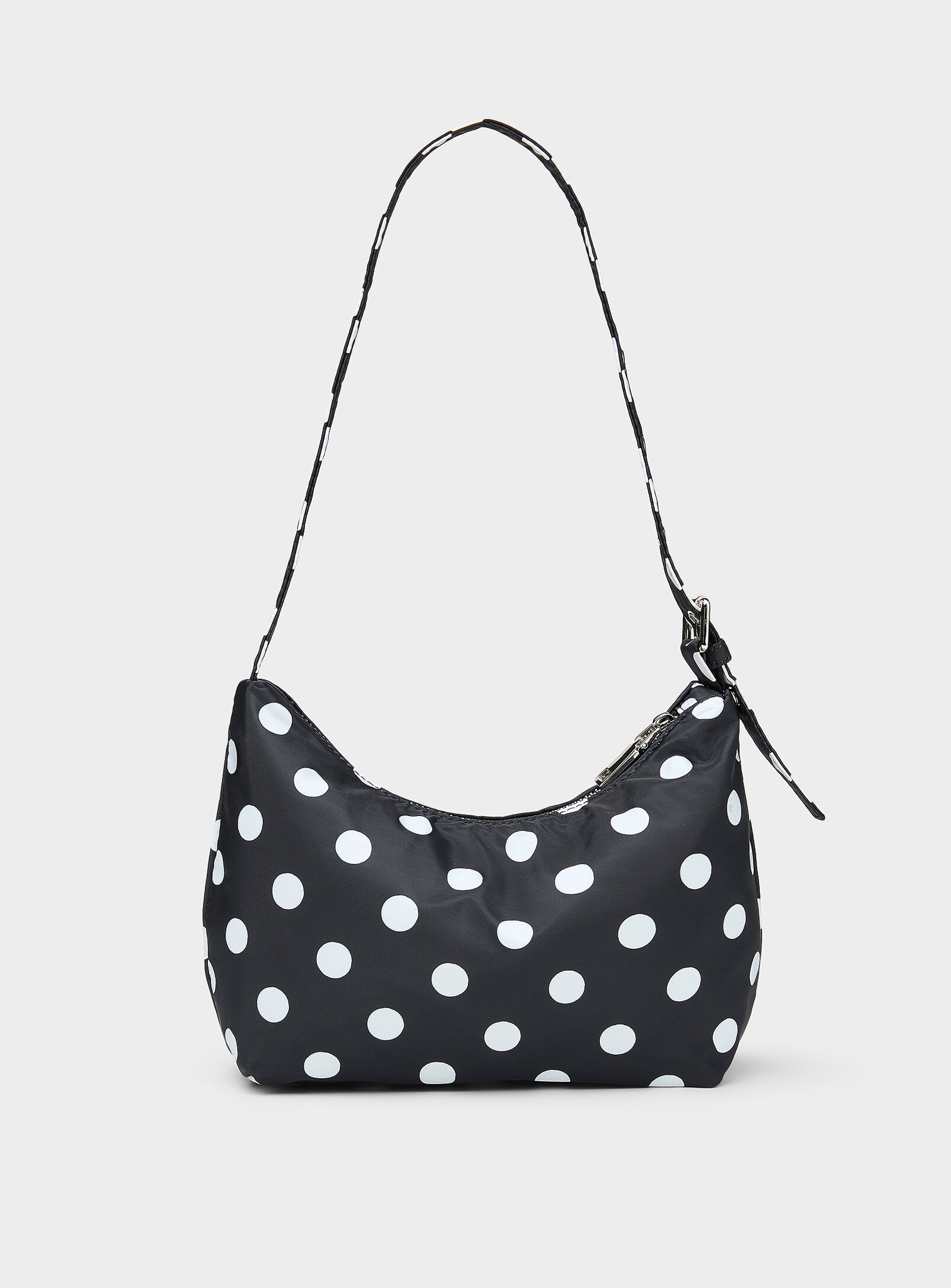Contrast-dot fabric shoulder bag