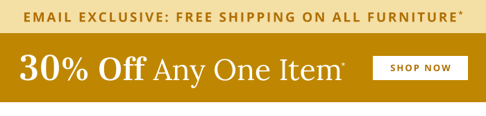 Email Exclusive: 30% Off Any One Item + Free Shipping on ALL Furniture*