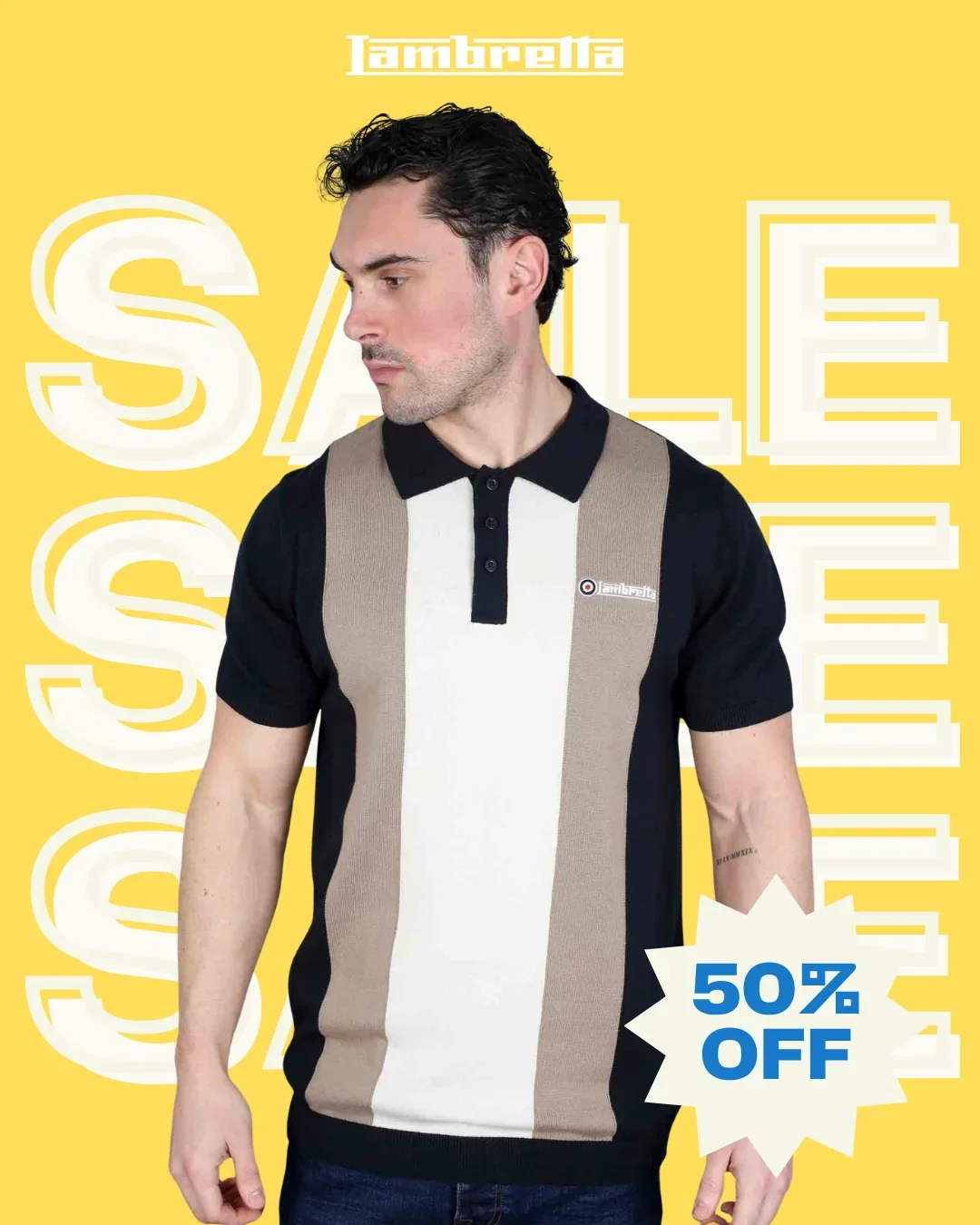 Vertical Stripe Knitted Polo