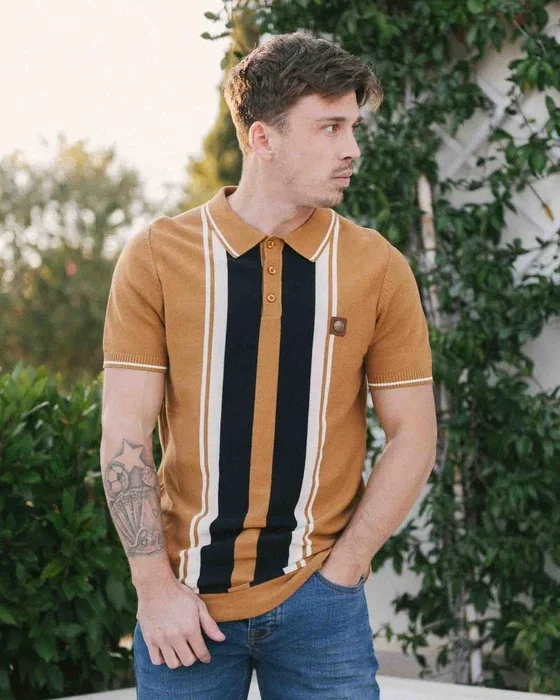 Greco Striped SS Knit Polo