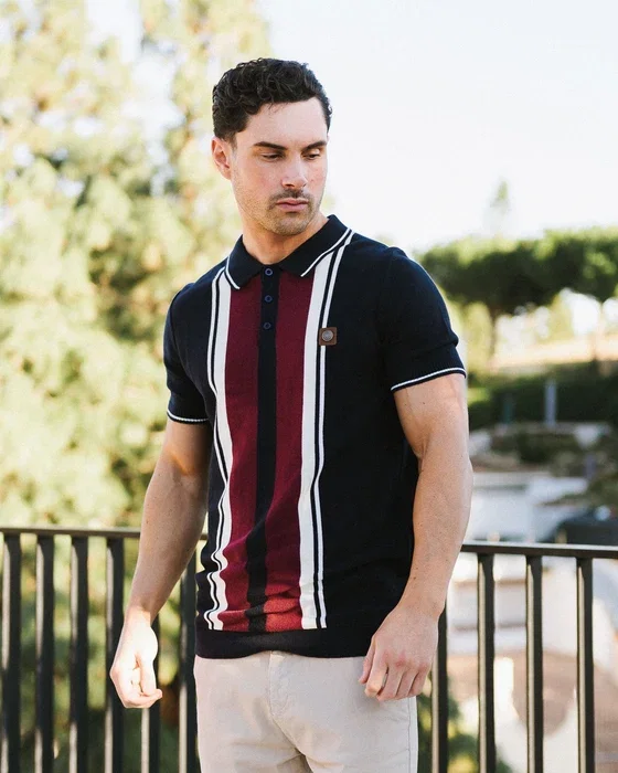 Greco Striped SS Knit Polo