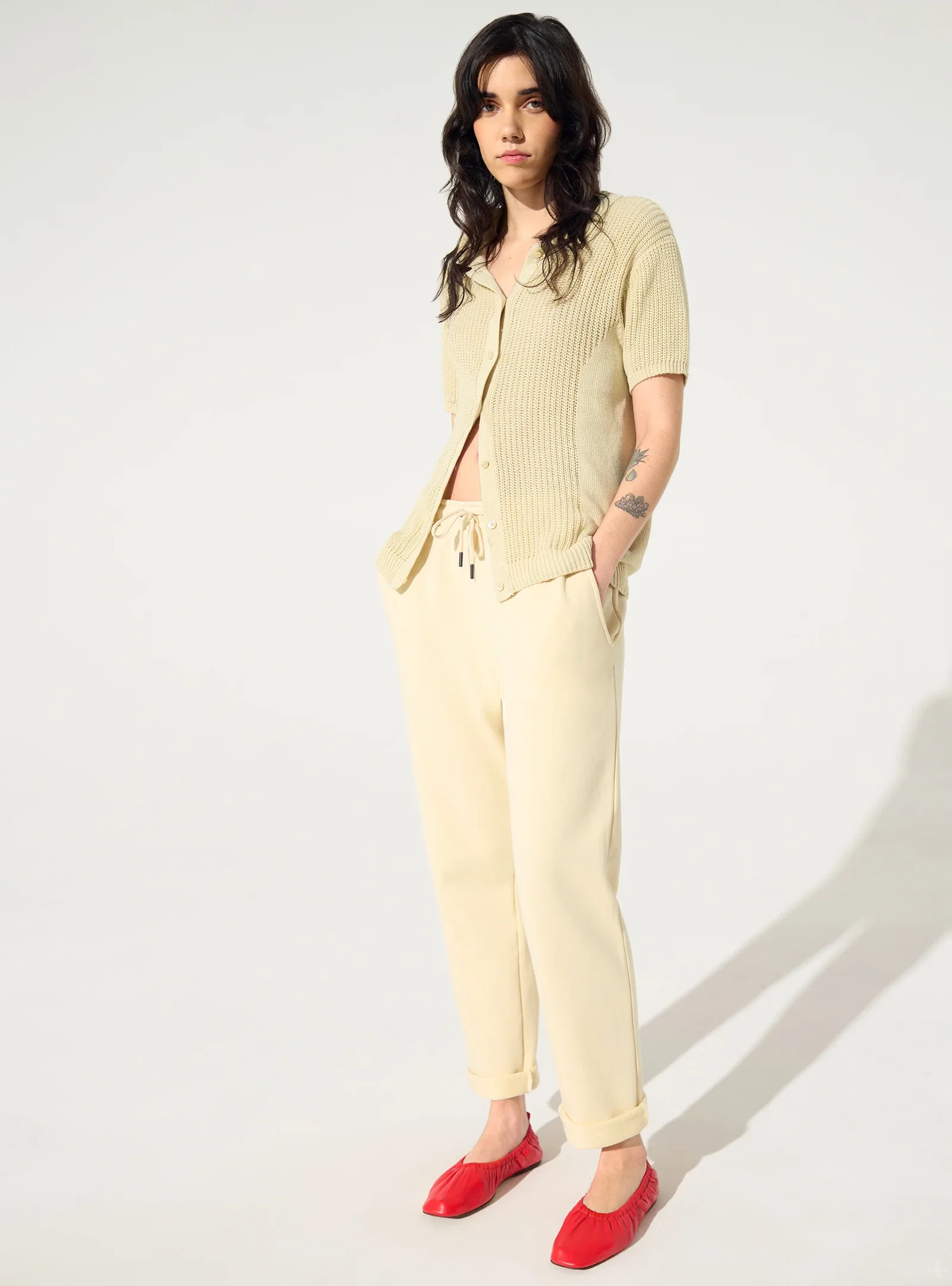 Image of Pantalon en coton bio écru