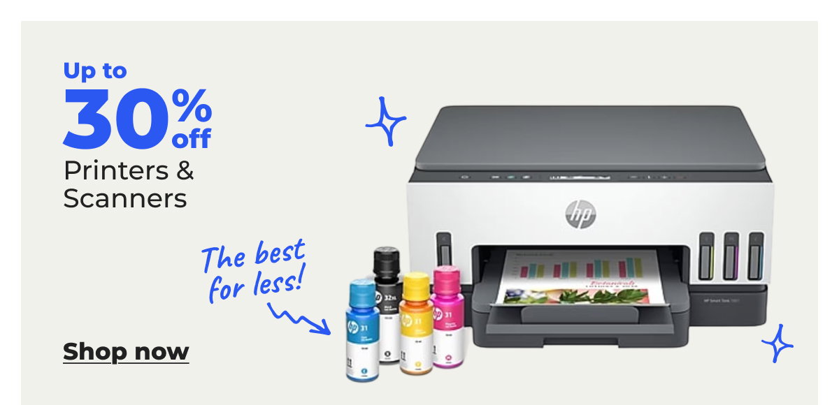 Up to 30% off Printers & Scanners - Shop now