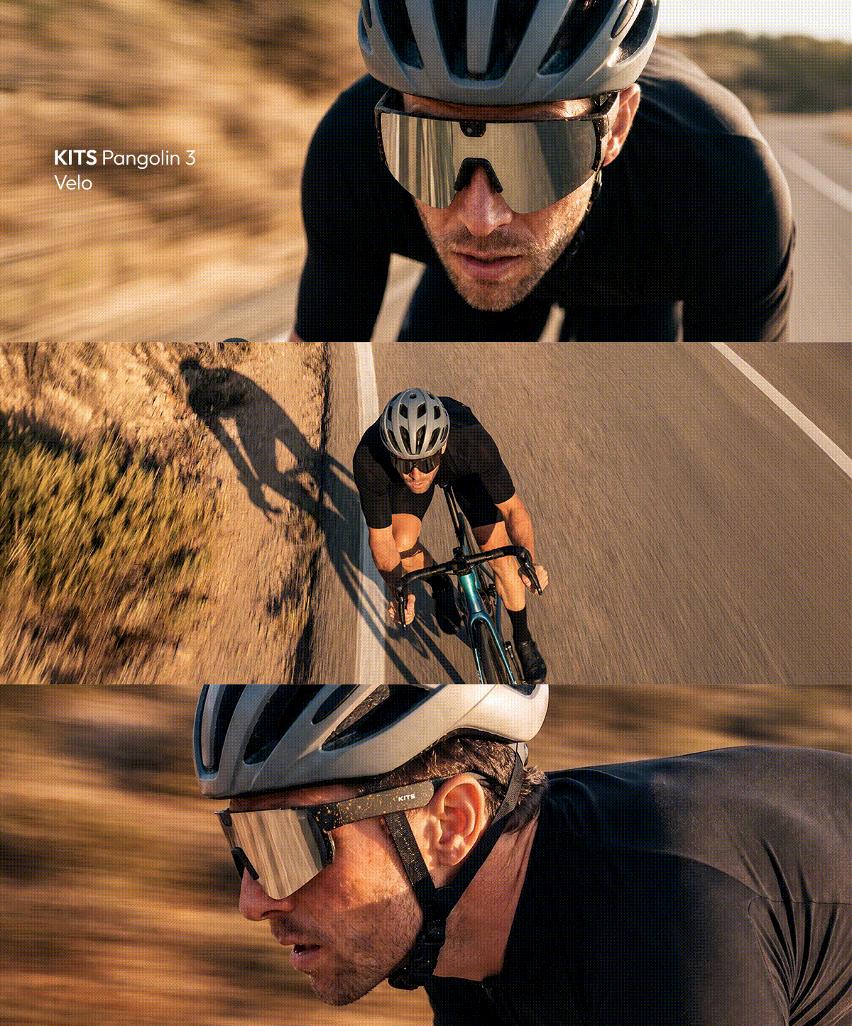 GIF of Pangolin 3 Sprint and Velo glasses being worn by athletes