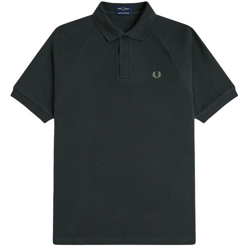 Fred Perry Waffle Stitch Knitted Shirt - Night Green