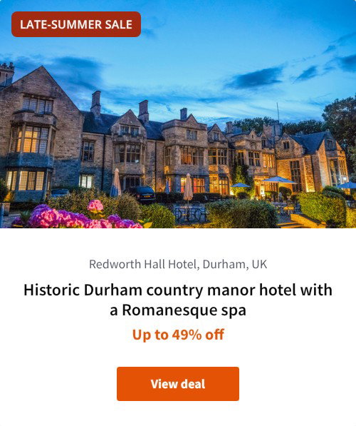 Historic Durham country manor hotel with a Romanesque spa