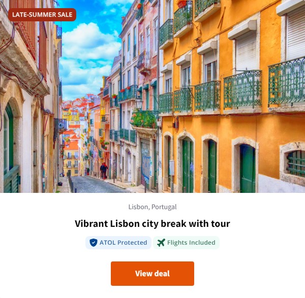 Vibrant Lisbon city break with tour