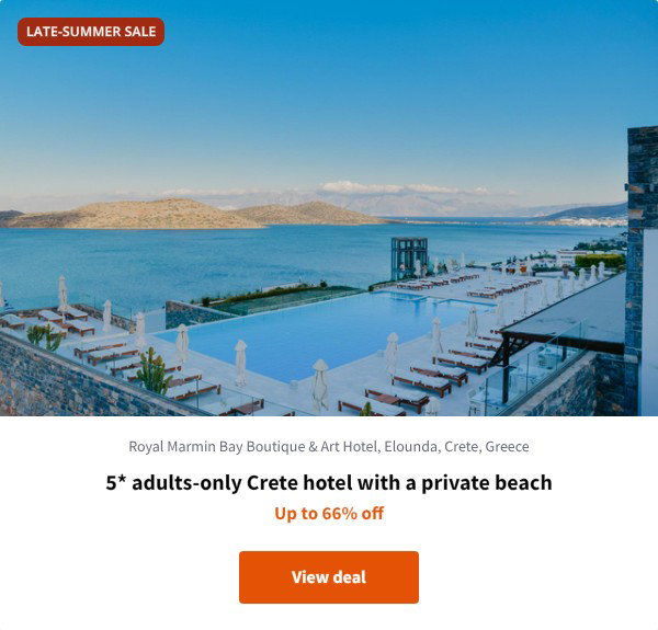5* adults-only Crete hotel with a private beach