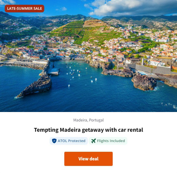 Tempting Madeira getaway with car rental