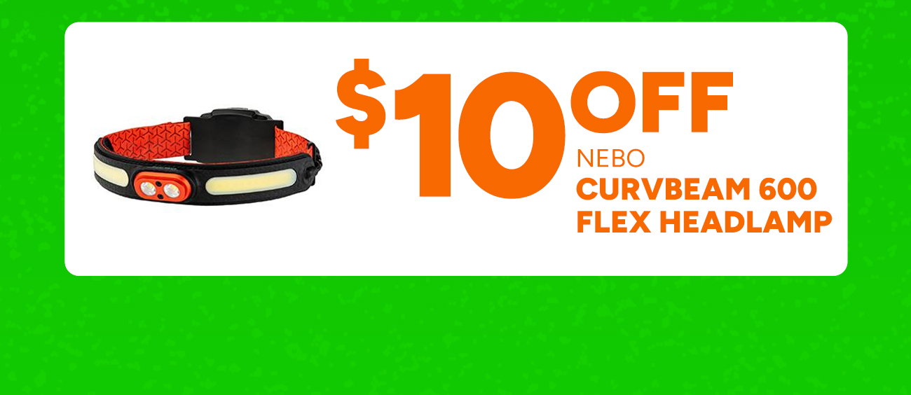 $10 off NEBO Curvbeam 600 Flex Headlamp