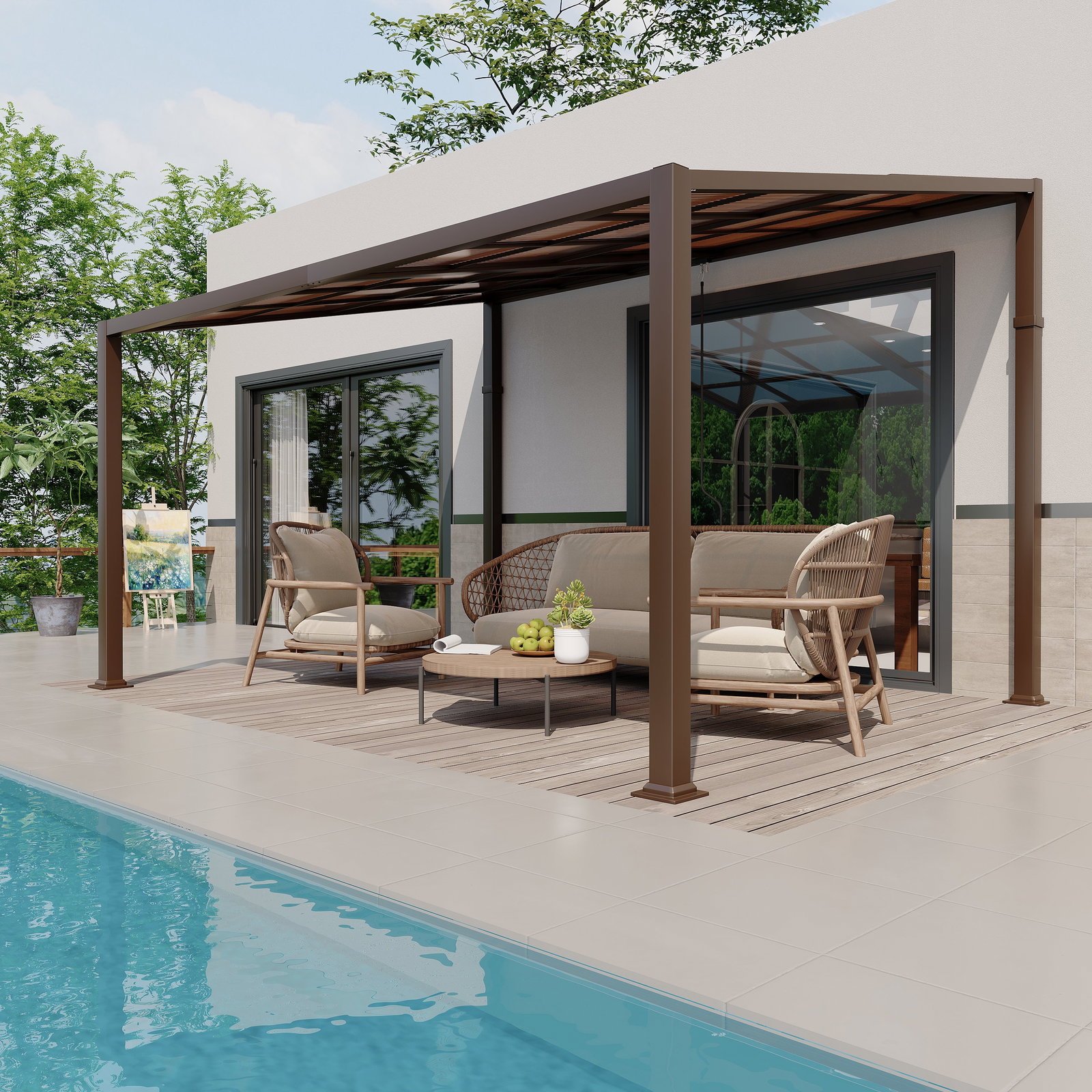EROMMY Lean to Gazebo for Small Backyard, Deck and Patio - 10x13 FT