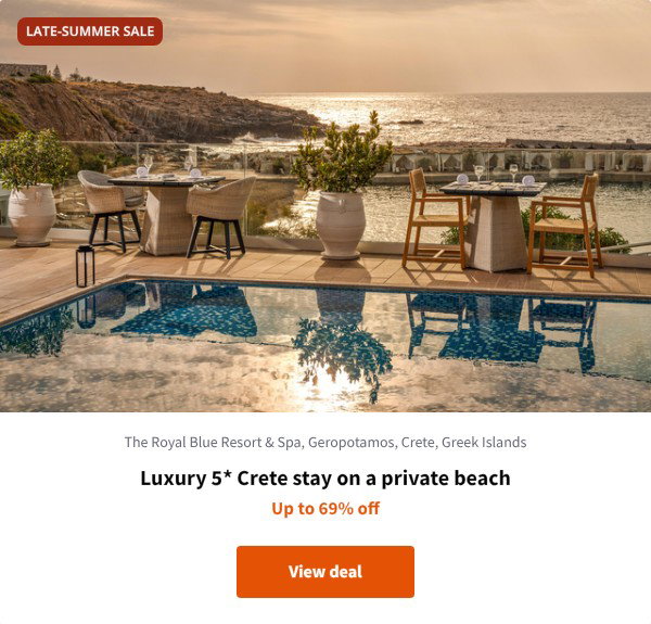Luxury 5* Crete stay on a private beach
