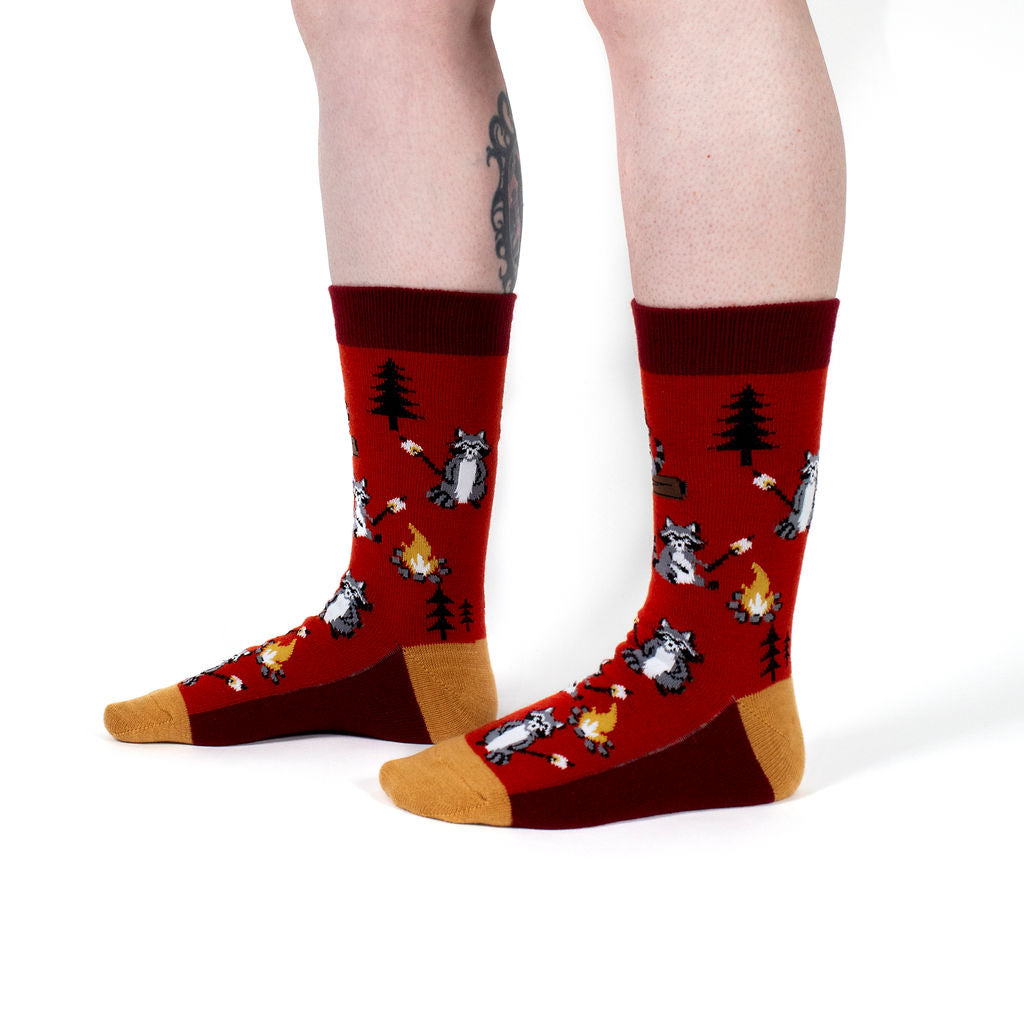 I Need S’more Raccoons Wool Crew Socks