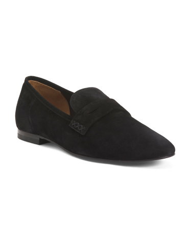 Handmade In Spain Suede Penny Loafers For Women