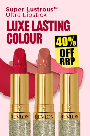 Revlon Super Lustrous Ultra Lipstick 40% off RRP at Chemist Warehouse. Sale ends 5 August 2026.