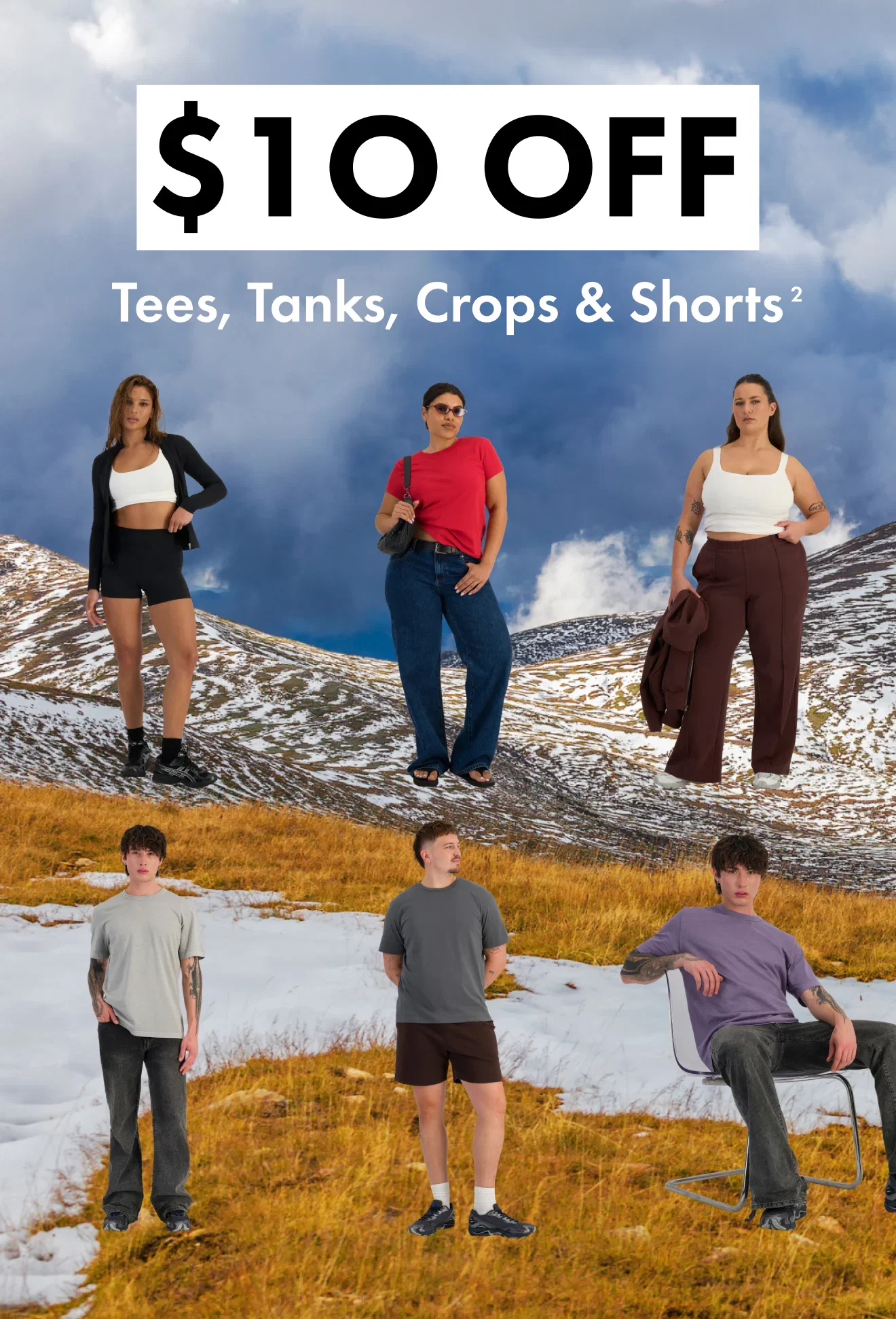 $10 Off Tees, Tanks, Crops & Shorts