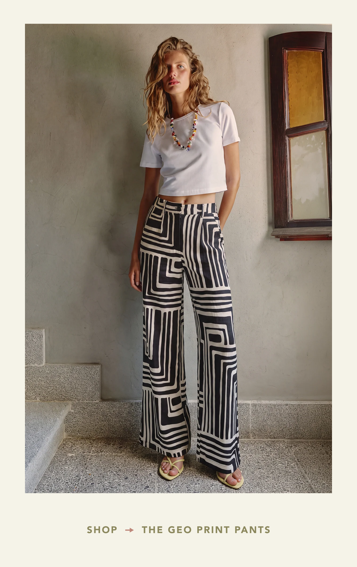 Flowy Wide Leg Geo Print Pants