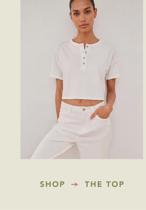 Cropped Button Henley Tee