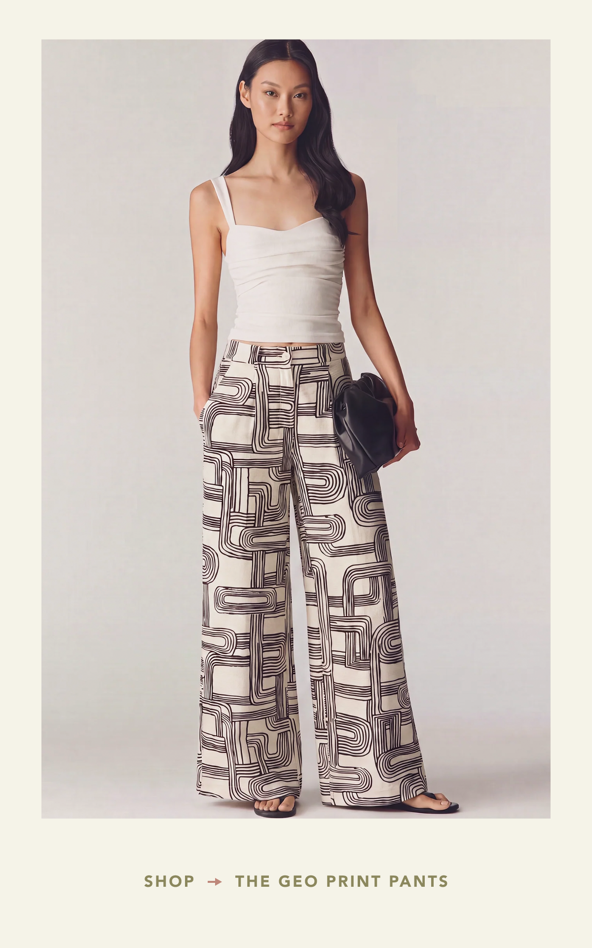 Flowy Wide Leg Linear Geo Print Pants