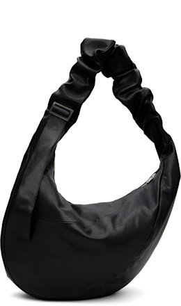 Black Goat Leather Twist Shoulder Bag - ssstein