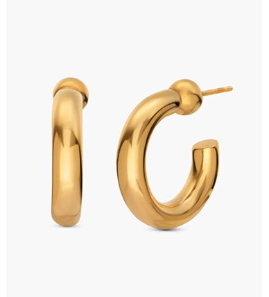 Small Staple Hoops In Gold