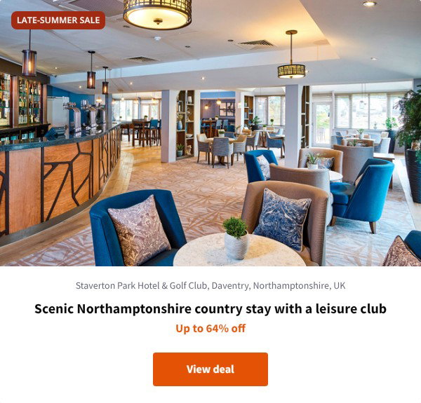 Scenic Northamptonshire country stay with a leisure club