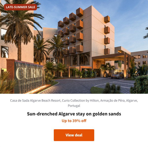 Sun-drenched Algarve stay on golden sands