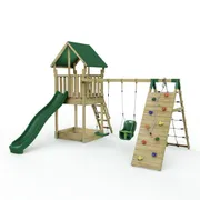 Wooden Climbing Frame with Play Tower and Slide - M1 Haldon Climbing Wall