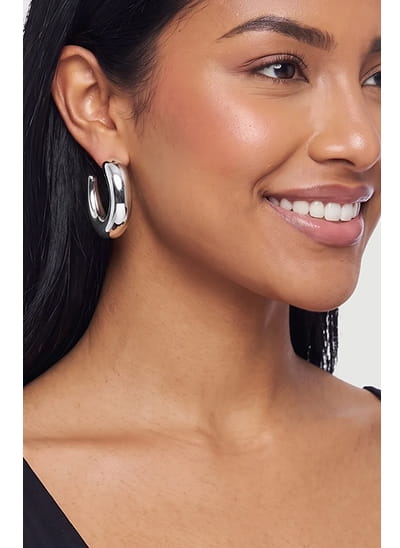 Shop Asymmetrical Metallic Hoop Earrings