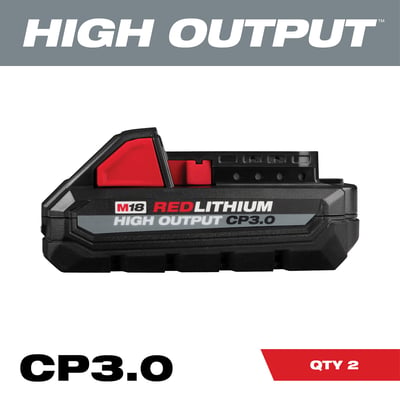 Milwaukee M18 REDLITHIUM HIGH OUTPUT CP3.0 Battery Pack, 2-Pack, Model# 48-11-1837