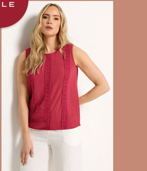 LTS Tall Wine Red Crochet Detailing Top
