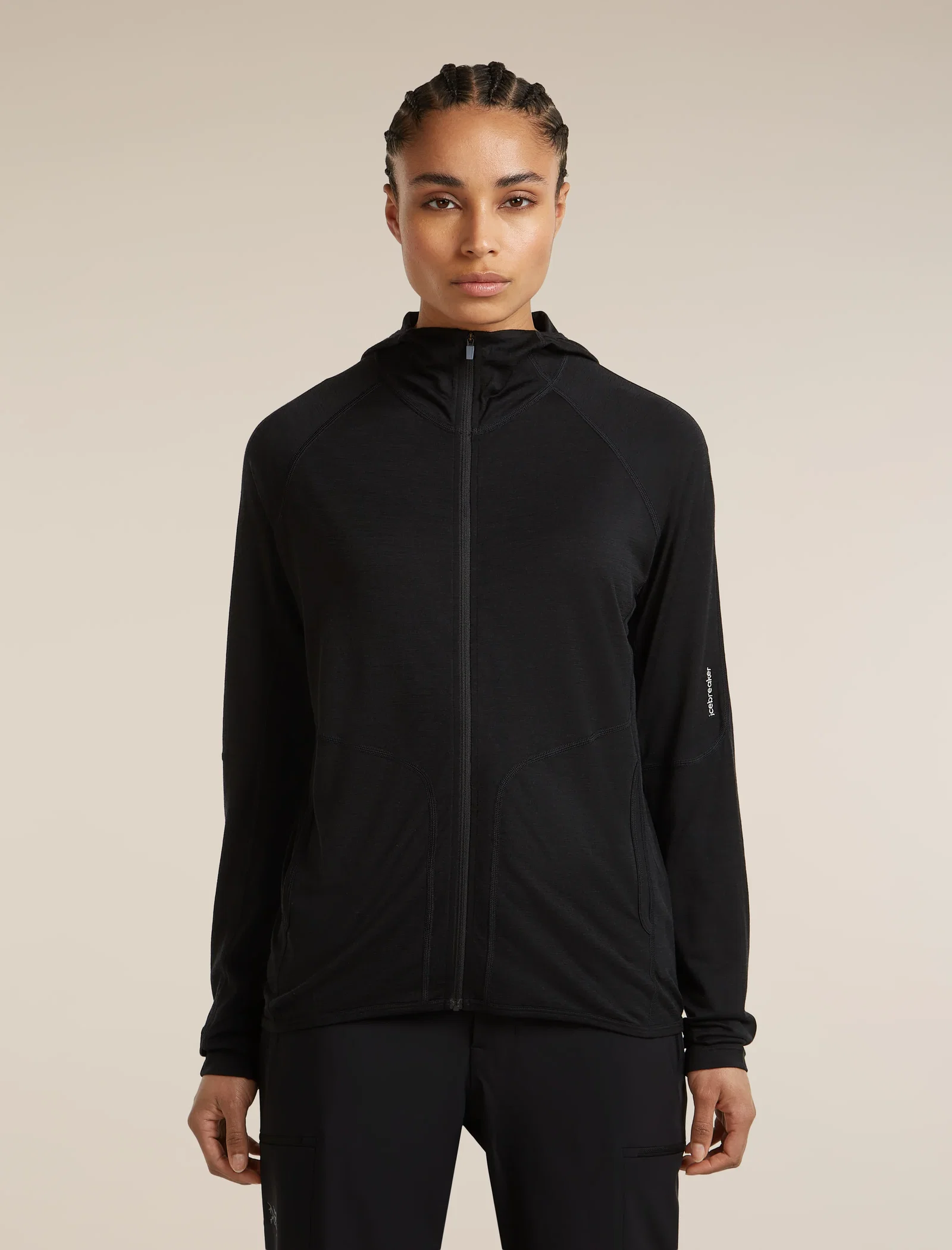 Women's 150 MerinoFine™ Ace Long Sleeve Zip Hoodie UPF - Black / M