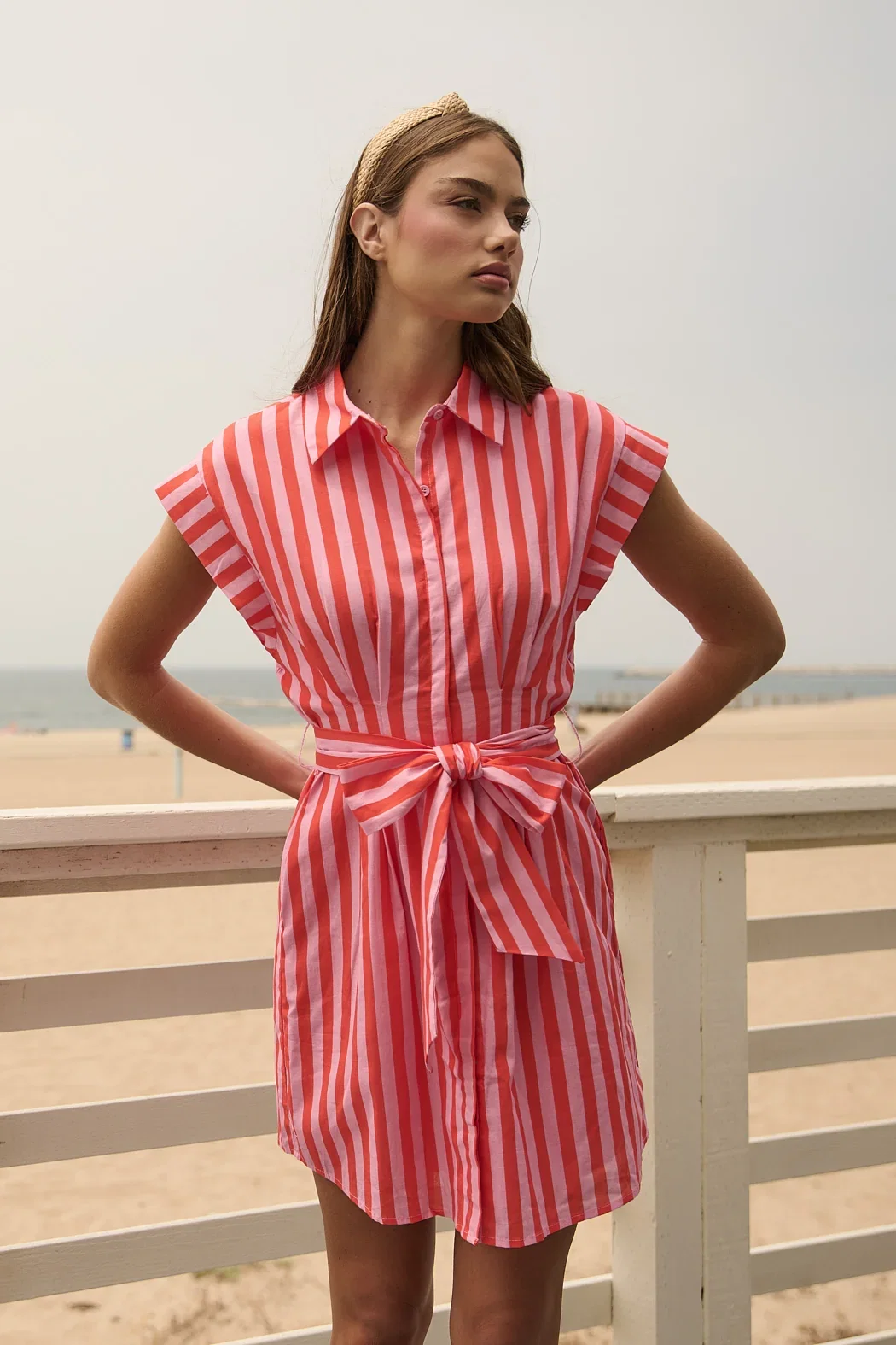 Image of Samera Button Up Mini Dress Lasha Stripe