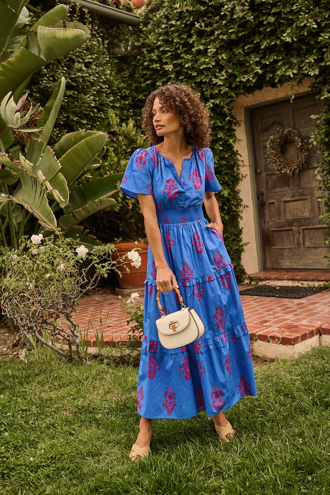 Image of Shayna Floral Palmer Poplin Tiered Maxi Dress