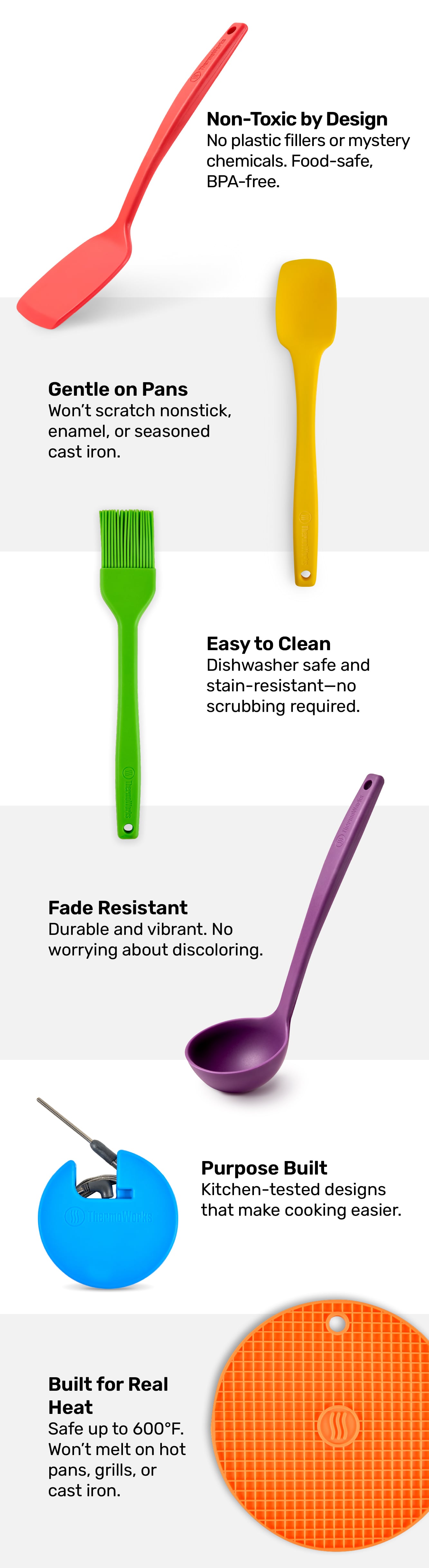 Isolated Silicone Tools with Descriptions