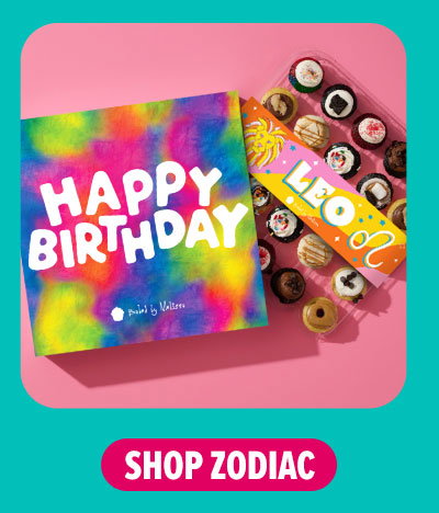 Shop the happy birthday cupcake 25-Pack with zodiac cupcakes.