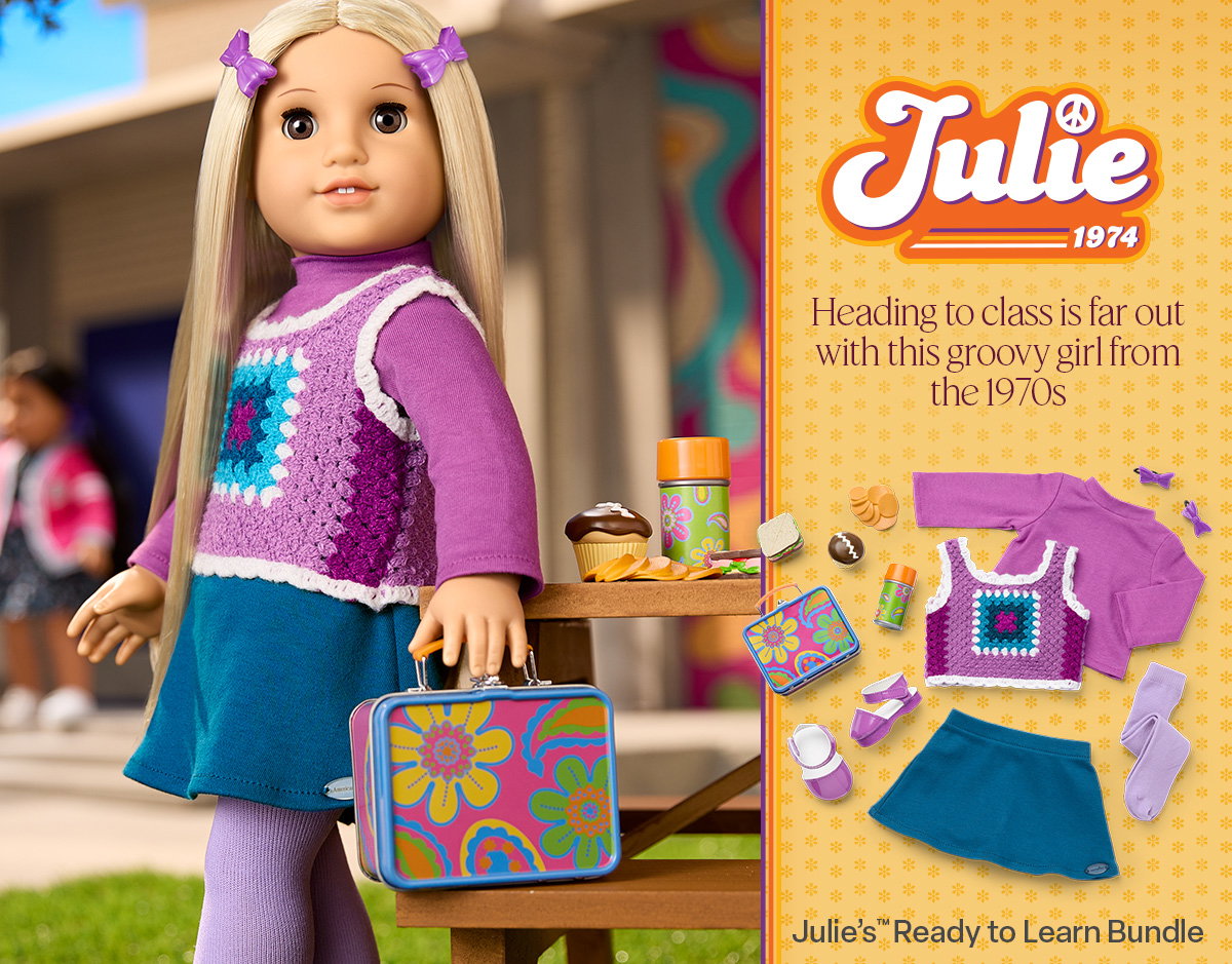 Heading to class is far out with this groovy girl from the 1970s.vJulie’s™ Ready to Learn Bundle. Shop Julie’s world