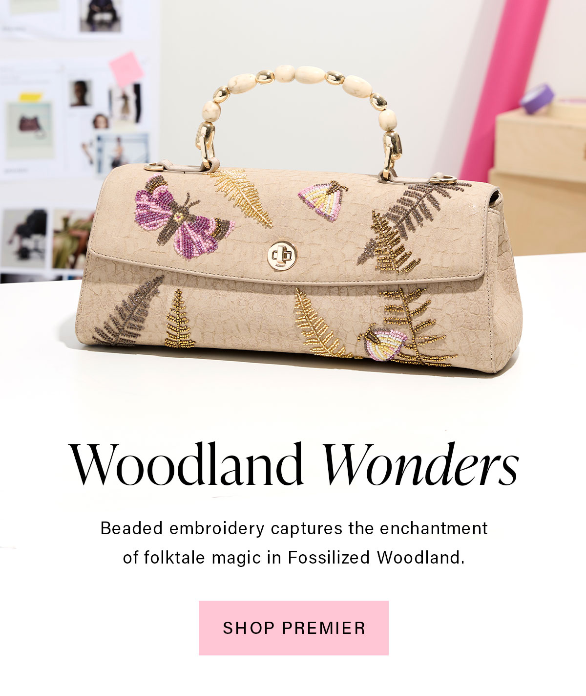 Woodland Wonders Beaded embroidery captures the enchantment of folktale magic in Fossilized Woodland. SHOP PREMIER