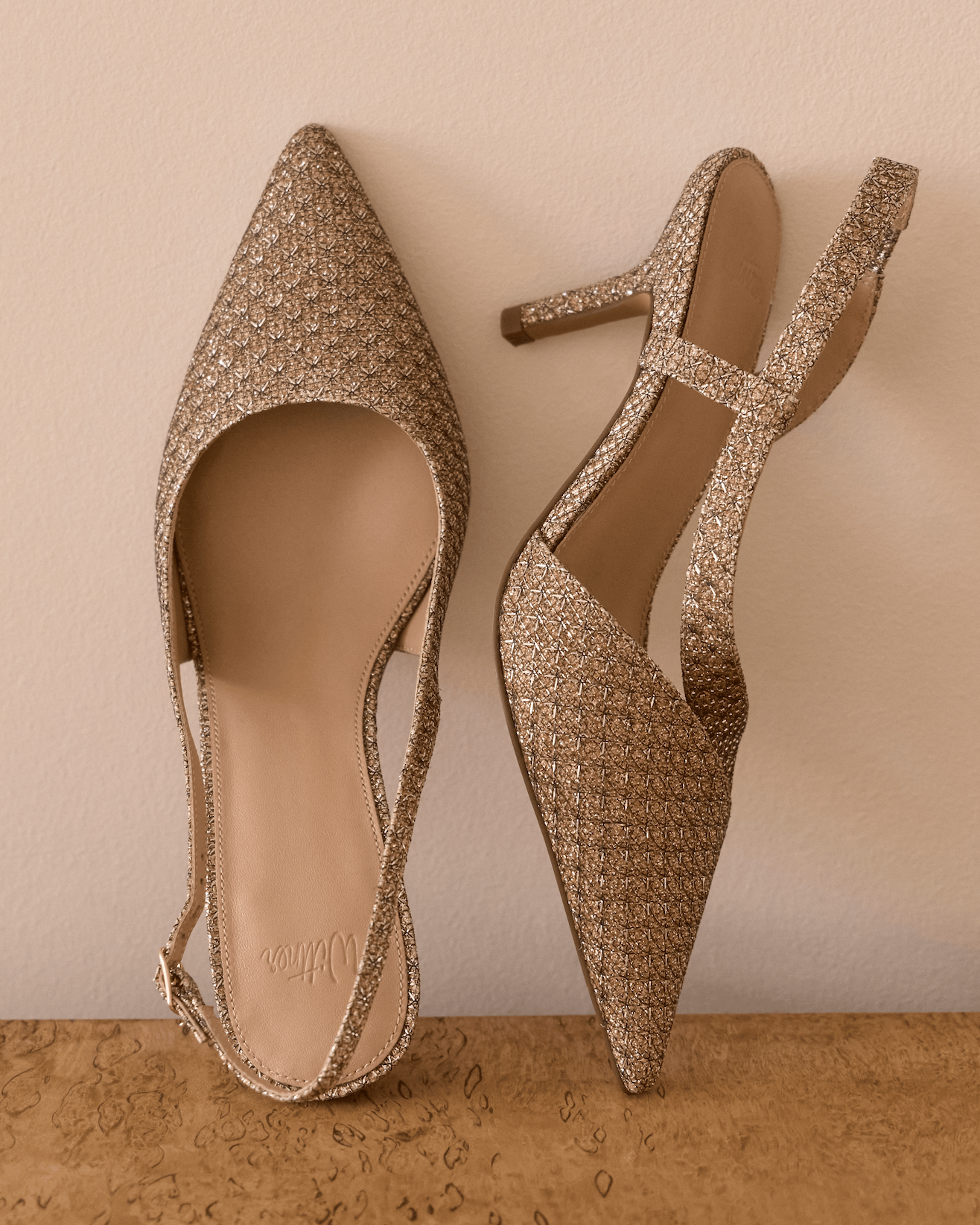 Lannie Gold Metallic Lurex Slingback