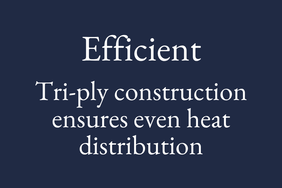 Tri-ply construction ensures even heat distribution