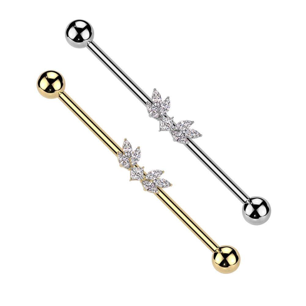  Marquise CZ Wings Industrial Barbell Piercings 14G 38mm | Luxe Modz 