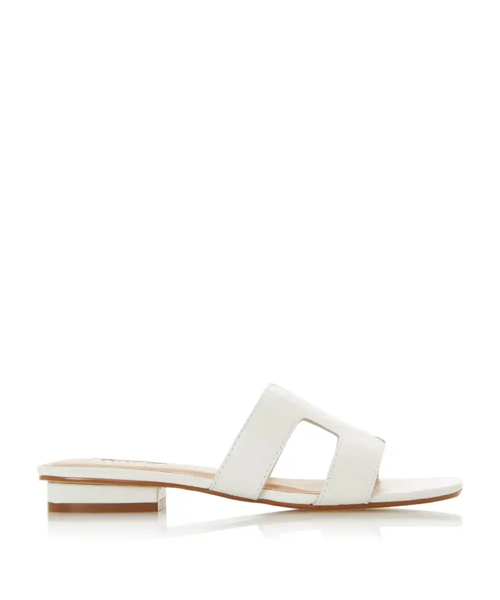 Stay smart and stylish this summer with Dune London's Loupe slider sandal. Featuring a cut out design with contrast stitching and a low block heel. An...