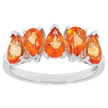 Mandarin Orange Topaz Platinum Over Sterling Silver 5 Stone Ring 2.20ctw