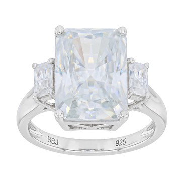 Radiant Cut Moissanite Platineve 3-Stone Ring 9.96ctw DEW