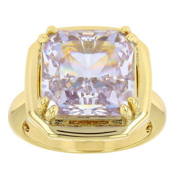 White Cubic Zirconia 18K Yellow Gold Over Brass Ice Flower Cut Ring 13.94ctw