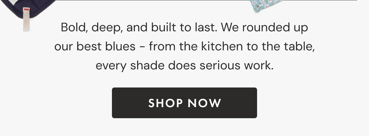 Bold, deep, and built to last. We rounded up our best blues - from the kitchen to the table, every shade does serious work. | Shop Now