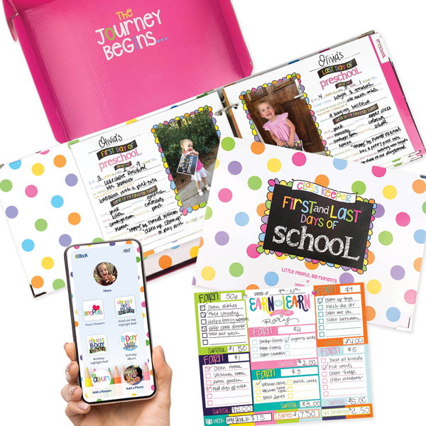 Class Keeper® School Memory Book Keepsake Binder  | BONUS! App Membership + Earn & Learn® Chore Chart Pad