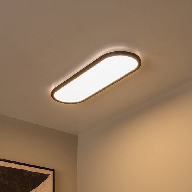 Lucide Elly 600 LED Flush Ceiling Light with Remote Control - Black